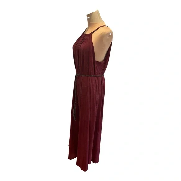 ANTHROPOLOGIE HD IN PARIS RIBBED RASPBERRY CROPPED JUMPSUIT W RIBBON TIE SZ M - Picture 7 of 10